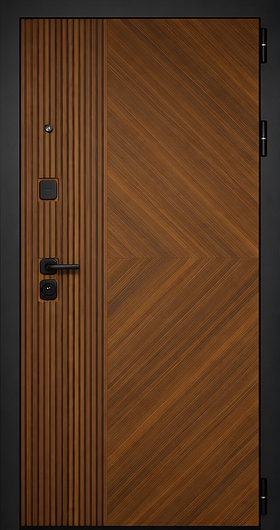 Металлическая дверь с панелями МДФ коричневого цвета